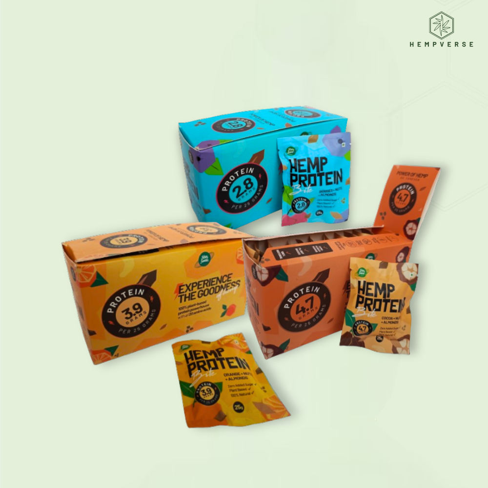 Hemp Protein  Bites package with 12 pcs in all three flavors Coco, Orange, Berry